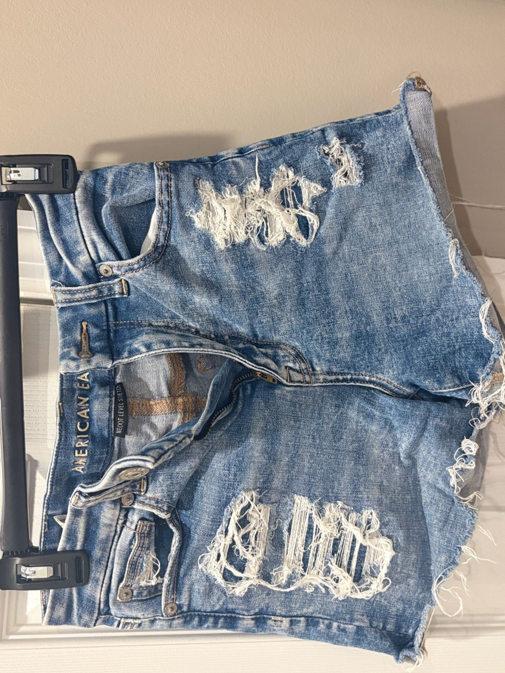 American Eagle Outfitters Distressed Light Blue Denim Jean Shorts